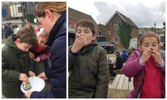 Alex and Sophie eating oysters